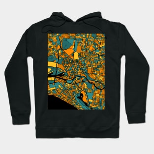 Melbourne Map Pattern in Orange & Teal Hoodie